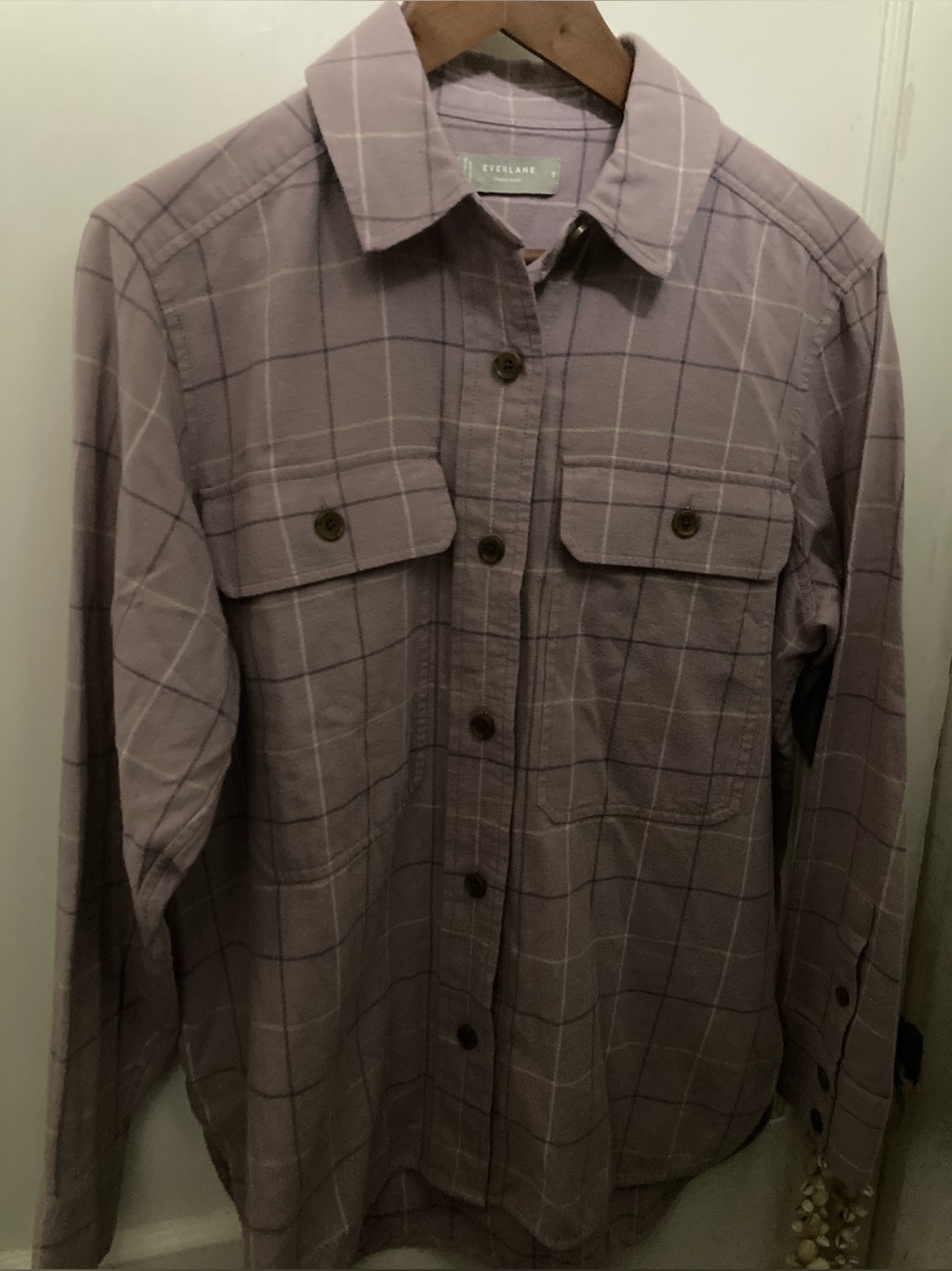 Everlane small EUC Lavender Plaid Button-Up Shirt